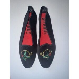 Gitano Black Flats with Colorful Embroidery